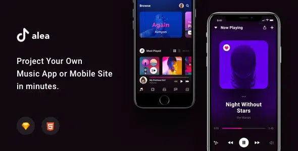 Alea - Sketch & HTML Music Streaming & Store Concept App