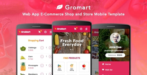 GroMart - Web App E-Commerce Shop and Store Mobile Template