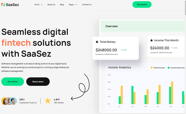 SaaSez - SaaS-Based Fintech Website Template