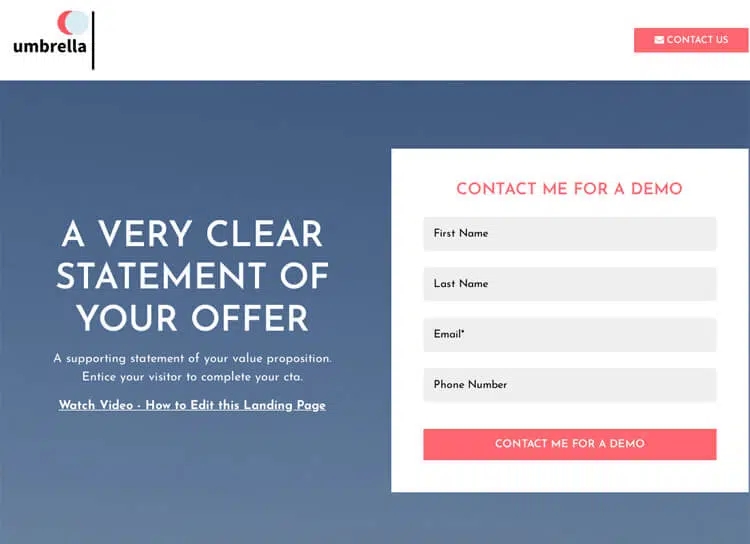 Umbrella Landing Page HubSpot Template