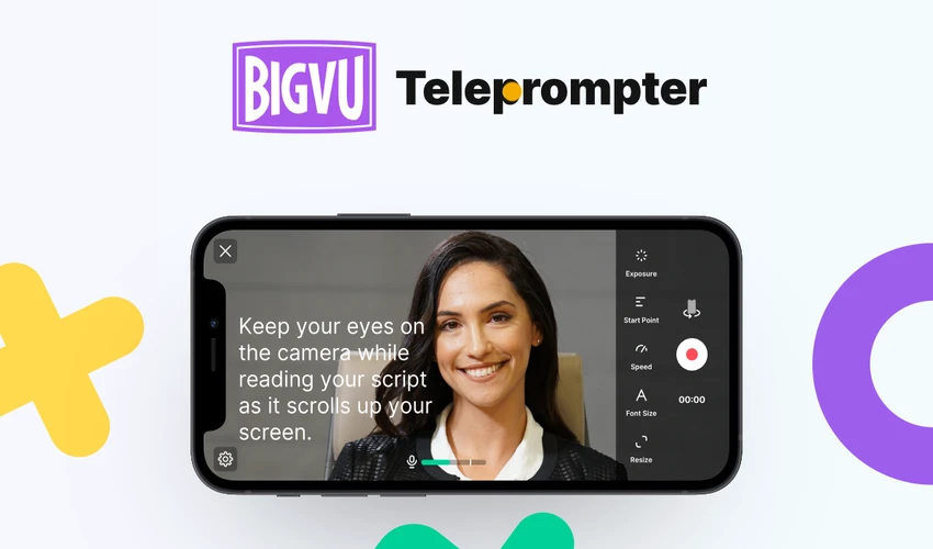 BIGVU - Your personal TV studio, featuring a professional teleprompter, captions, and editing