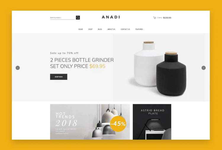Anadi – Furniture Bootstrap 4 eCommerce Template 