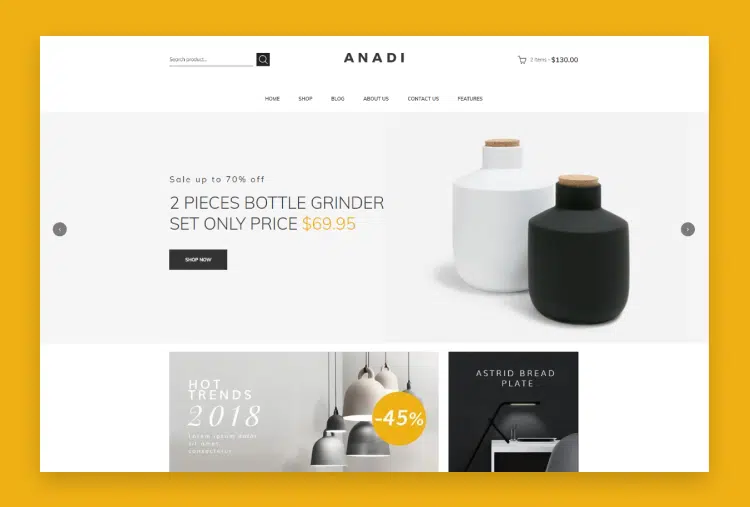 Anadi – Furniture Bootstrap 4 eCommerce Template