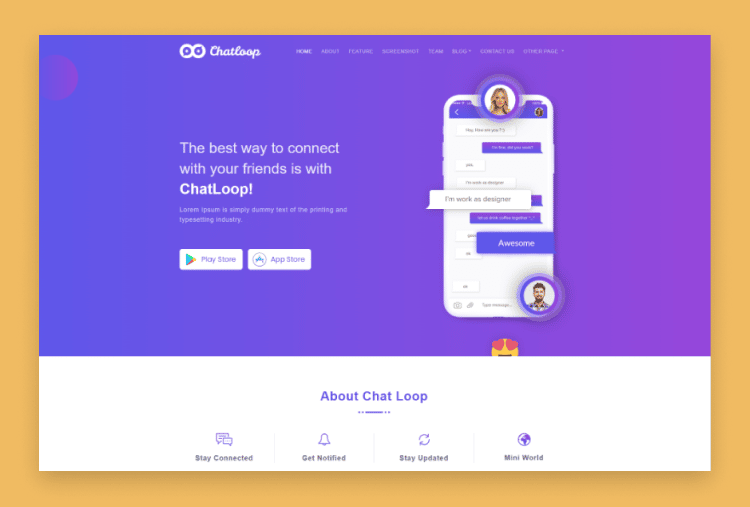 Chatloop - Vue JS App Landing Page