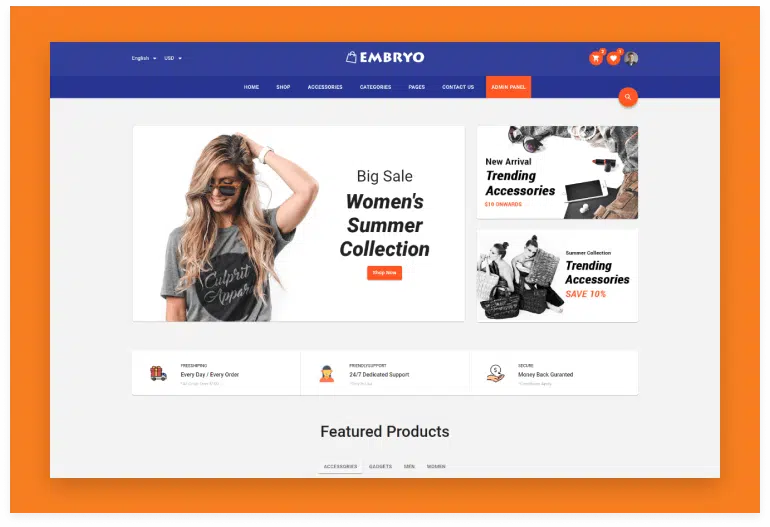 Embryo - Angular 8, React JS and Vuejs Material Design eCommerce Template