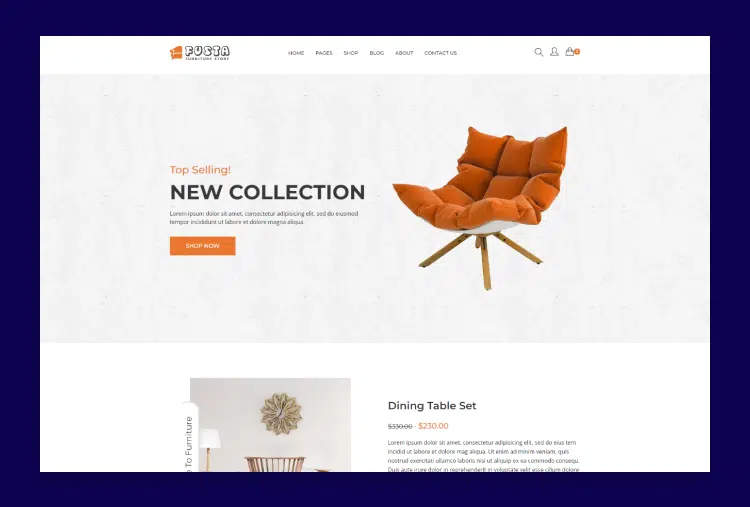 Fusta – Furniture eCommerce Bootstrap 4 Template