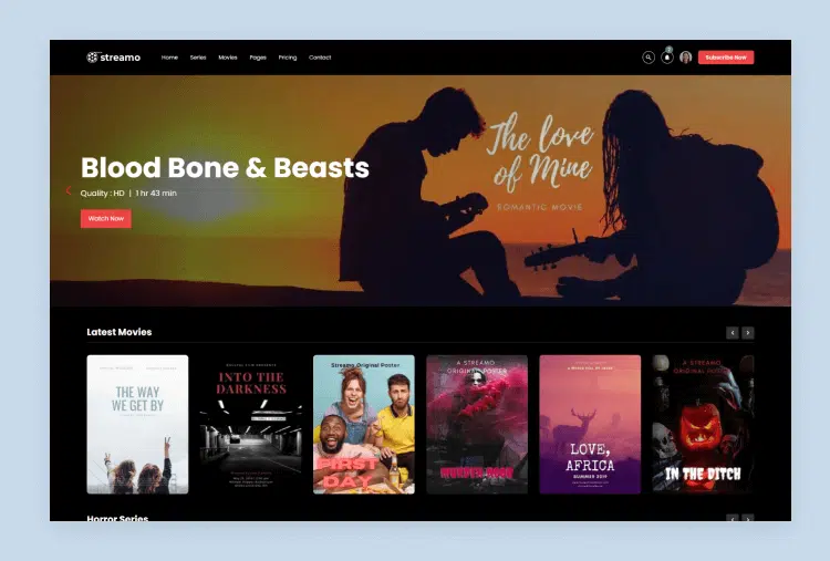 Streamo - Netflix Like Gatsby Website Template