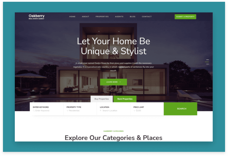 Oakberry - Real Estate Agent Website Template