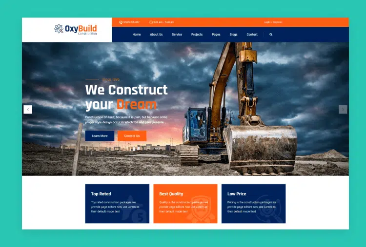 Oxybuild - React Construction Template with Next JS