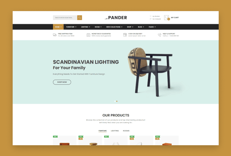 Pander – Furniture eCommerce Bootstrap 4 Template