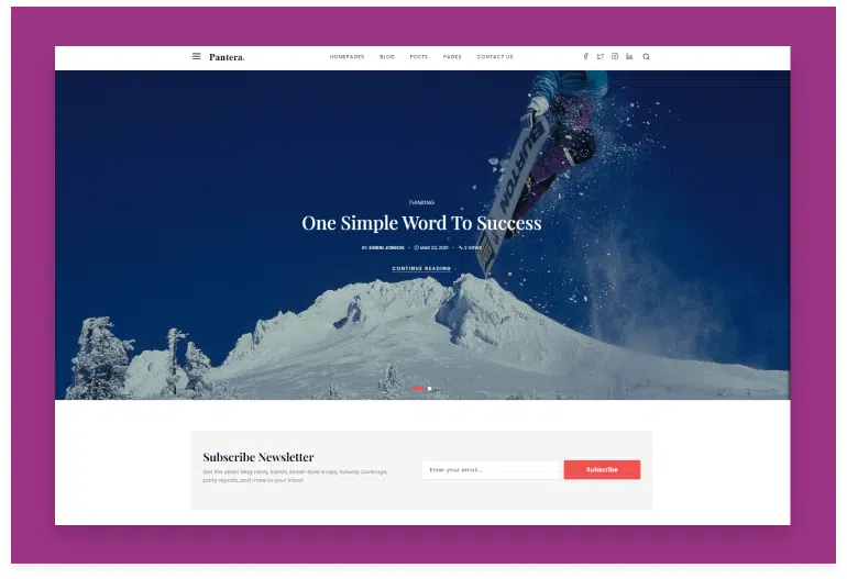 Pantera - Creative React Blog Template with RESTFul API