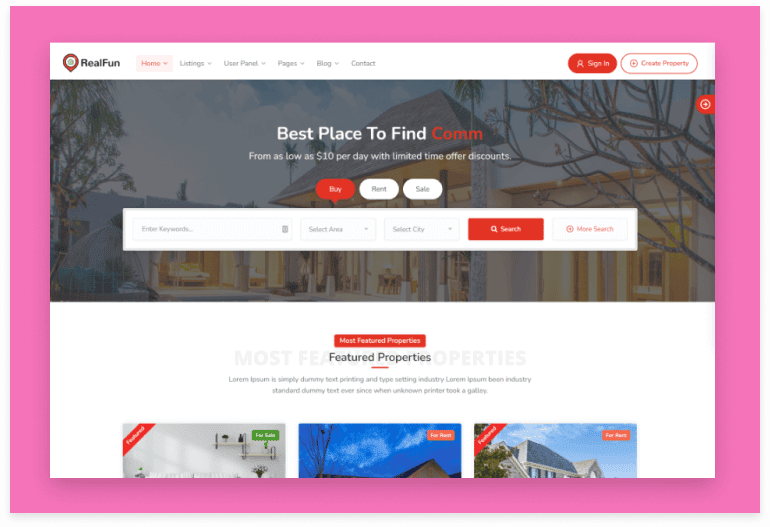 RealFun - Commercial Real Estate Websites Template