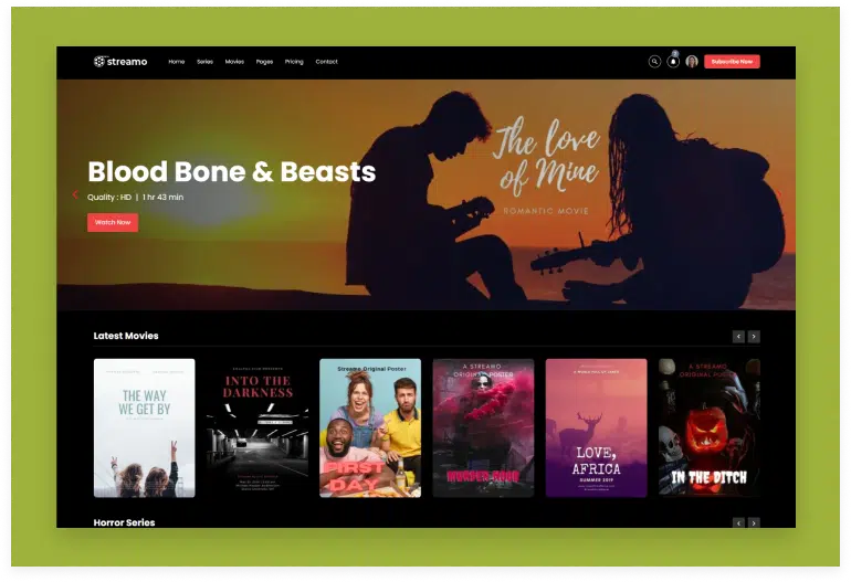 Streamo - Netflix Like Gatsby Website Template