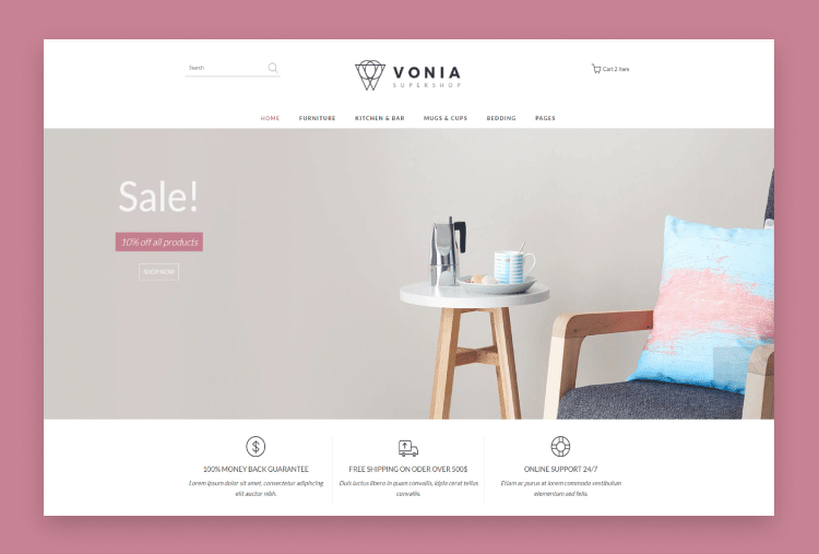 Vonia – Furniture Bootstrap Template