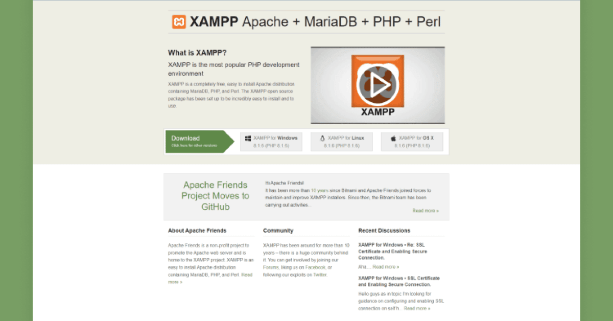 Download the XAMPP software
