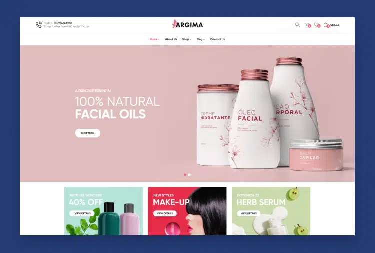 Argima - Cosmetics & Beauty eCommerce Bootstrap 5 Template