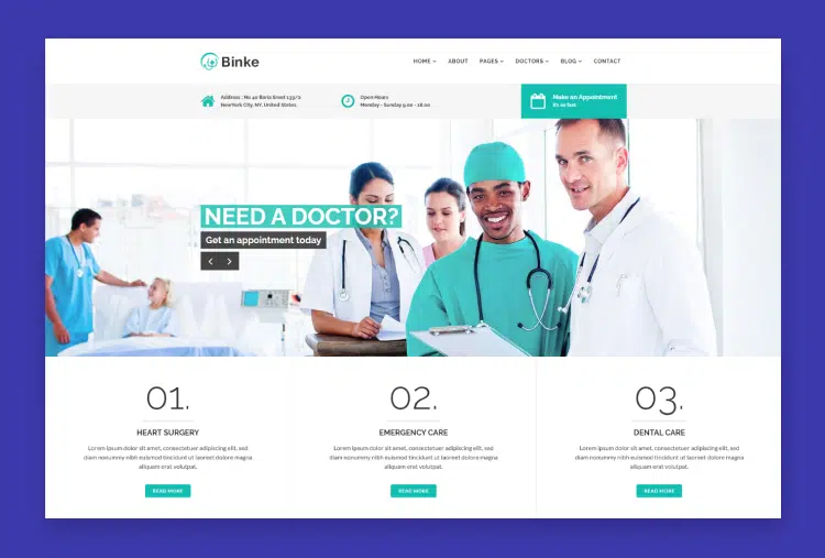 Binke - Health & Medical Bootstrap 4 Template