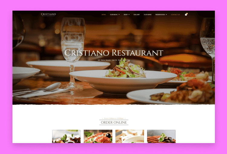 Cristiano Restaurant – Cafe & Restaurant WordPress WooCommerce Theme