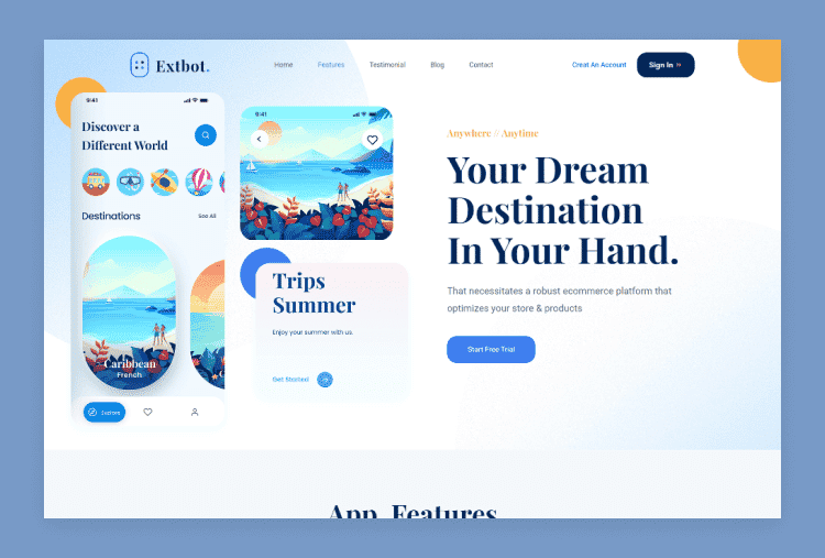 Extbot - Vue JS App Landing Page Template Fully Responsive