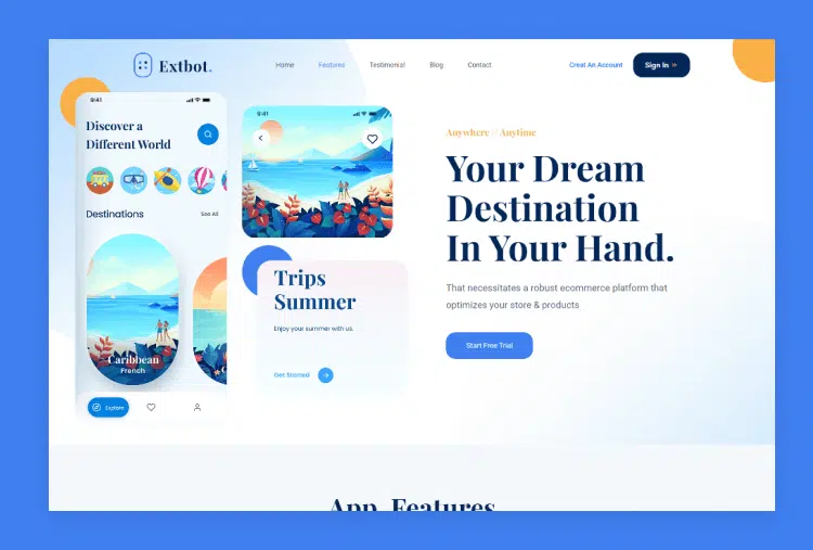 Extbot - Vue JS App Landing Page Template Fully Responsive