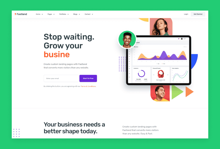 Fastland - Landing Page Template for SaaS, Startup & Agency