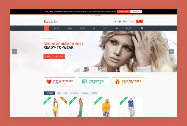Flatastic Responsive Multipurpose VirtueMart Theme