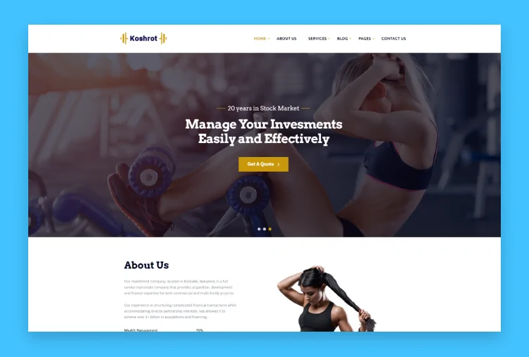 Koshrot - Gym Fitness HTML Template with Page Builder 