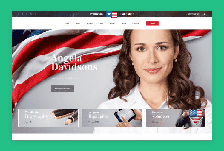 Political Party Candidate Modern WordPress Theme