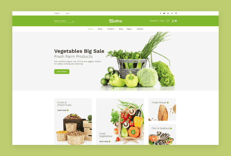 Safira – Clean Organic Food Store Shopify Theme
