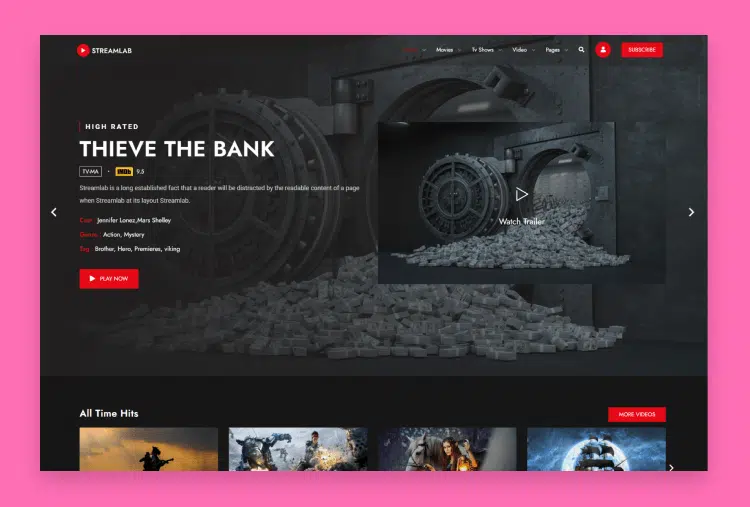 Streamlab - Video Streaming HTML5 Template