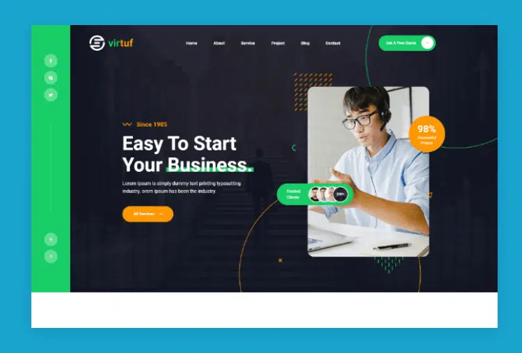 Virtuf - Vue JS Website Template Using Nuxt JS