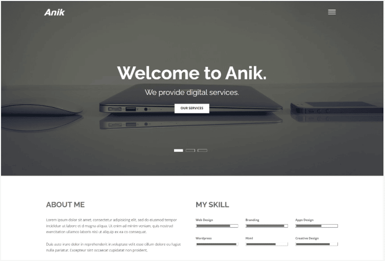 Anik – Personal Portfolio Template