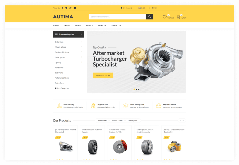 Autima - Car Accessories Shop HTML Template