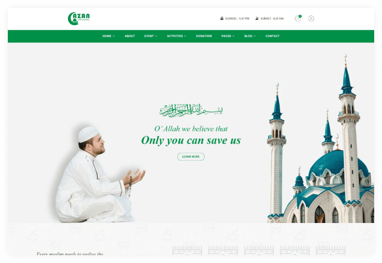 Azan - Islamic Center Responsive HTML Template