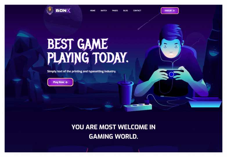 Bonx - React JS Gaming Website Template with Gatsby 