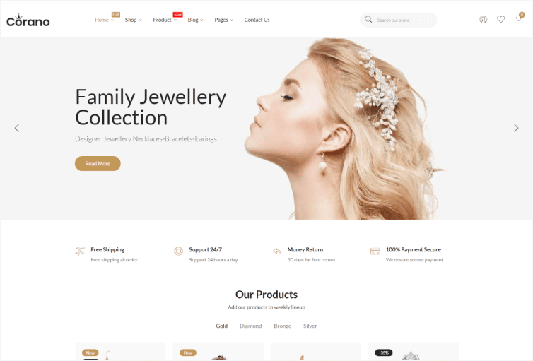 Corano - Jewelry Store Shopify Theme 