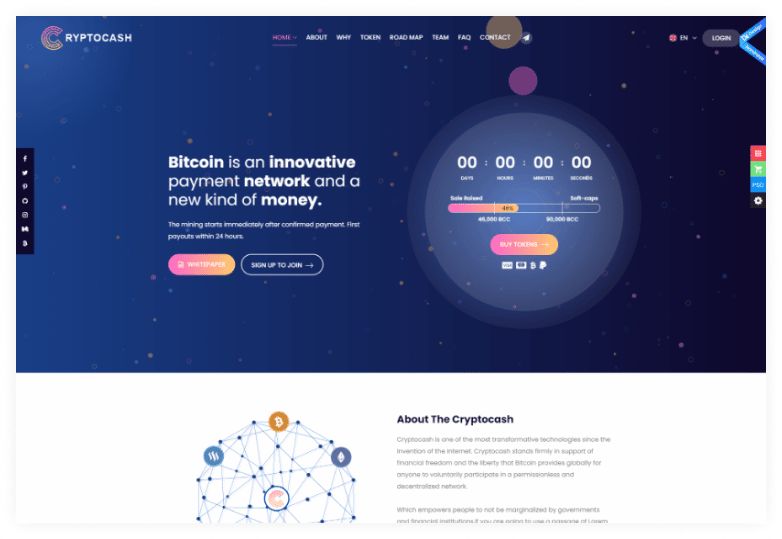 ICO Crypto cash ICO Cryptocurrency & ICO Landing Page HTML5 Template