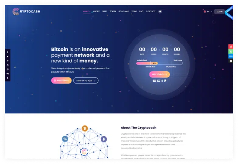 ICO Cryptocash – ICO Crypto Currency & ICO Landing Page HTML5 Template