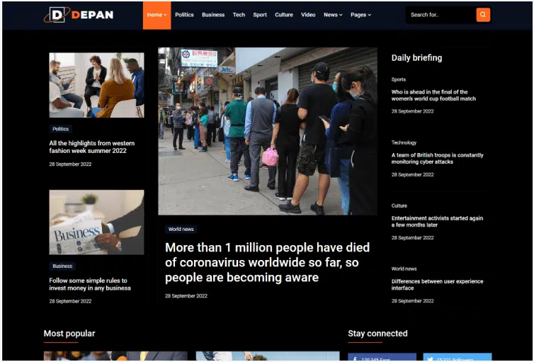 Depan – News Magazine Bootstrap 5 Template 