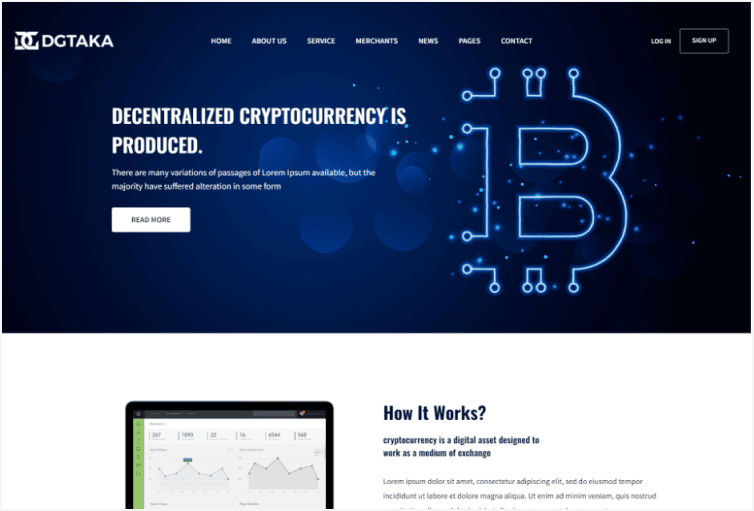 DG Taka – Cryptocurrency Bootstrap Template