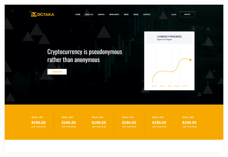 DG Taka – Cryptocurrency Bootstrap Template