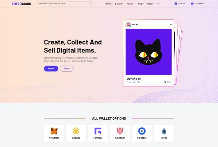 Enftomark - NFT Marketplace Website template