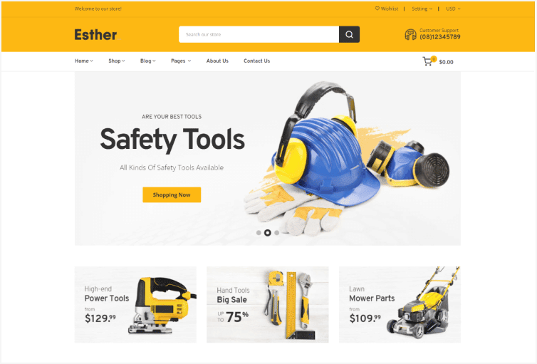 Esther - Tools & Accessories Store Shopify Theme