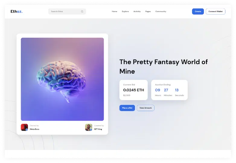 Ethoz - NFT Marketplace HTML Template