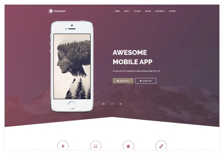 VueJS Landing page template based on Bootstrap Vue - Fantasic