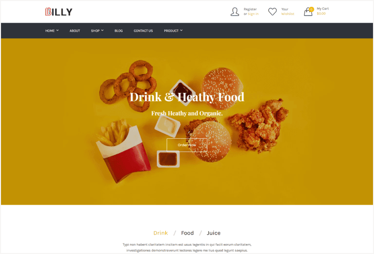 Billy Food & Drink Store Shopify Theme