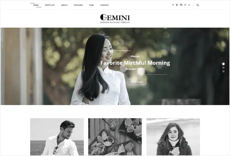 Gemini – Personal Blog HTML Template 
