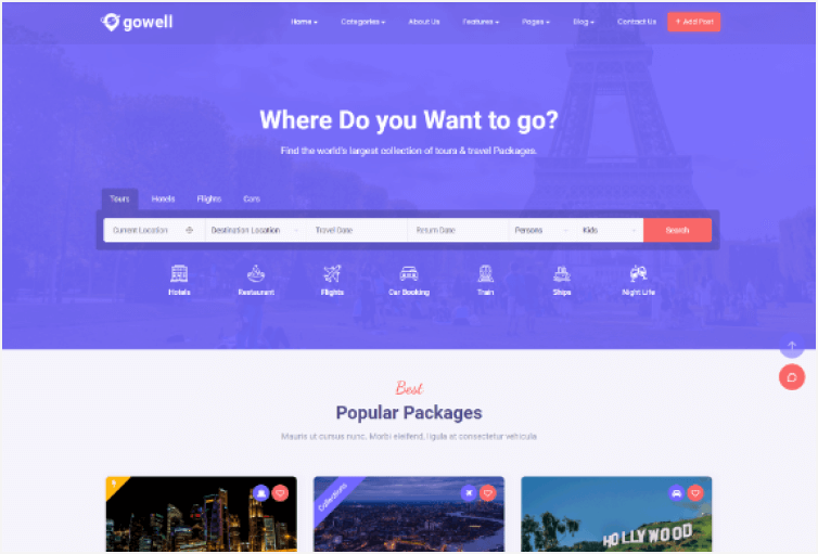 Gowell - Travel HTML Template