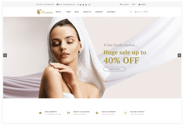 Harosa - Cosmetics and Beauty eCommerce Bootstrap4 Template