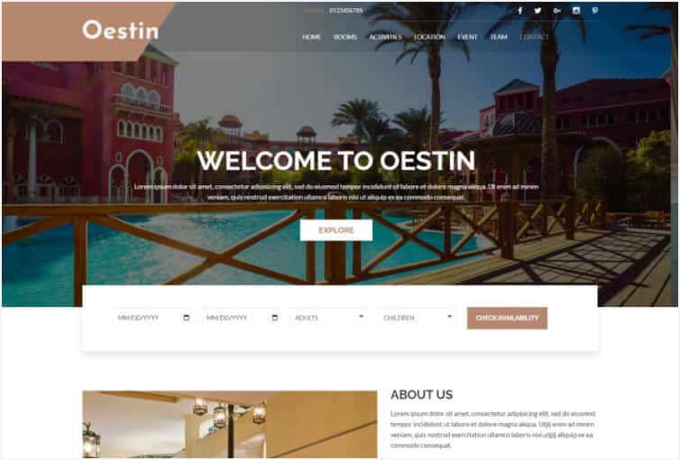 Oestin - Hotel & Resort HTML Template